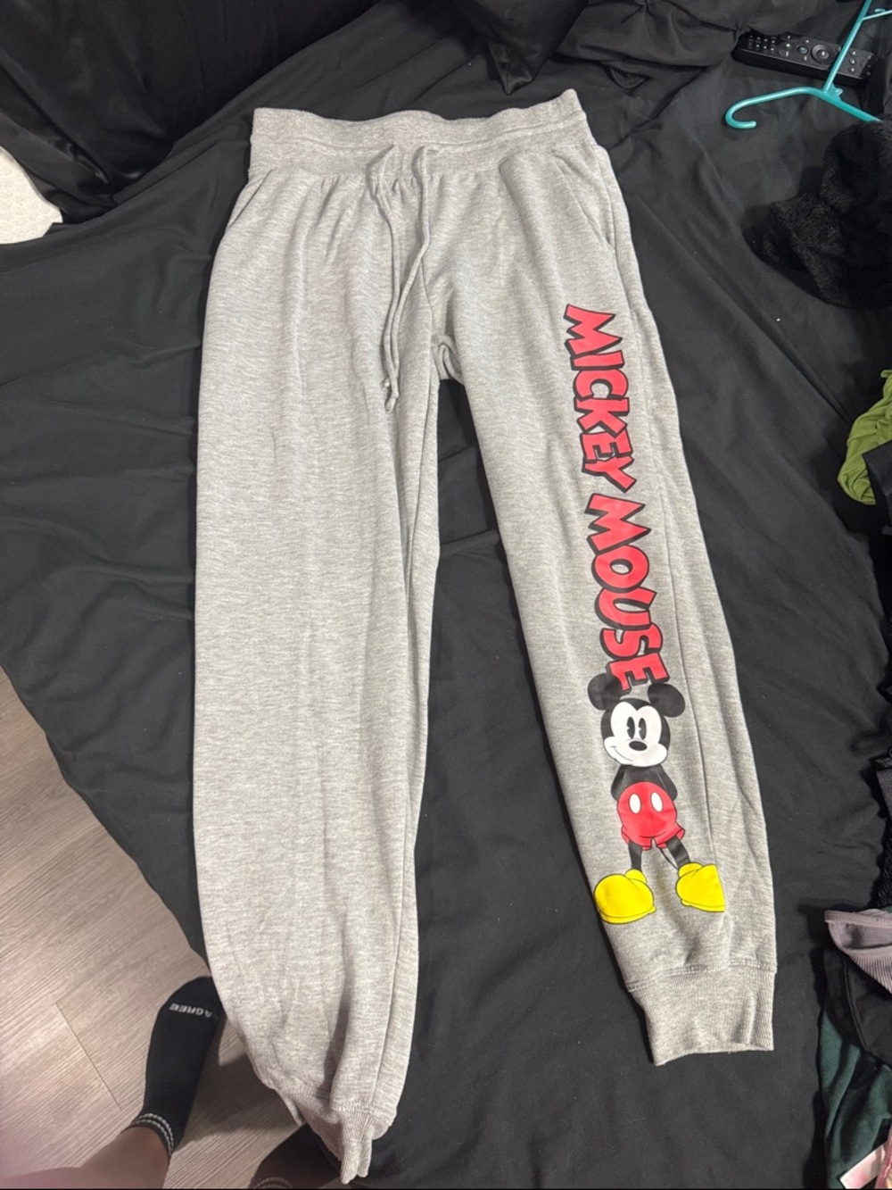 Disney Gray Jogger Sweatpants with Red Mickey Graphic